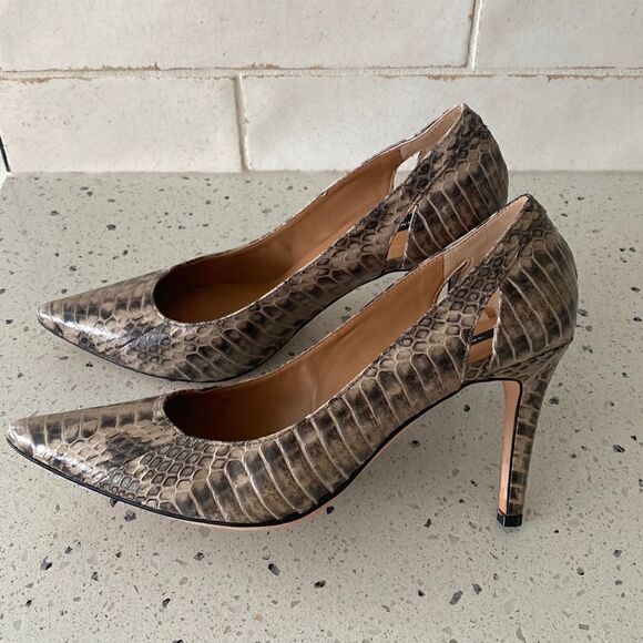 Ann Taylor Women's Snake Print Pointed Toe Leather Heel Pump Career Cocktail 7M - Picture 5 of 14